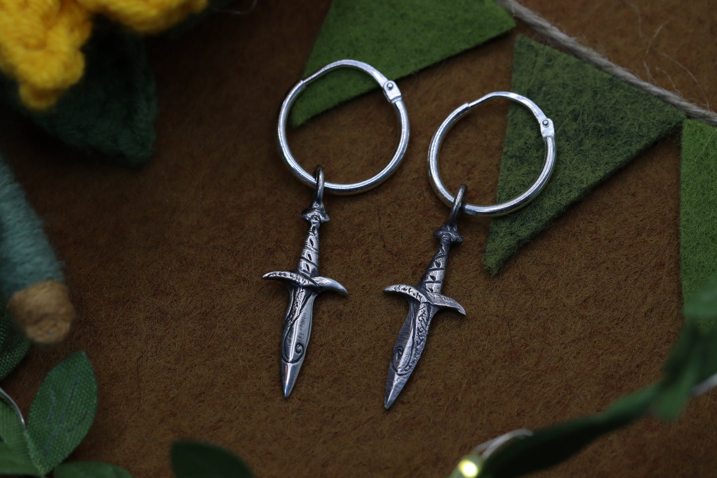 Sting elven short-sword earrings
