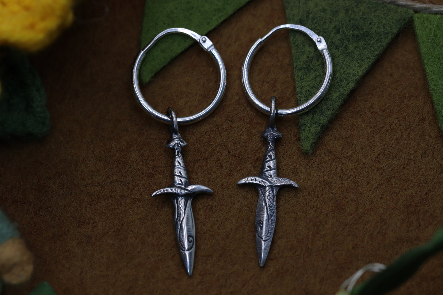 Sting elven short-sword earrings